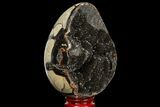 Septarian Dragon Egg Geode - Black Crystals #98882-2